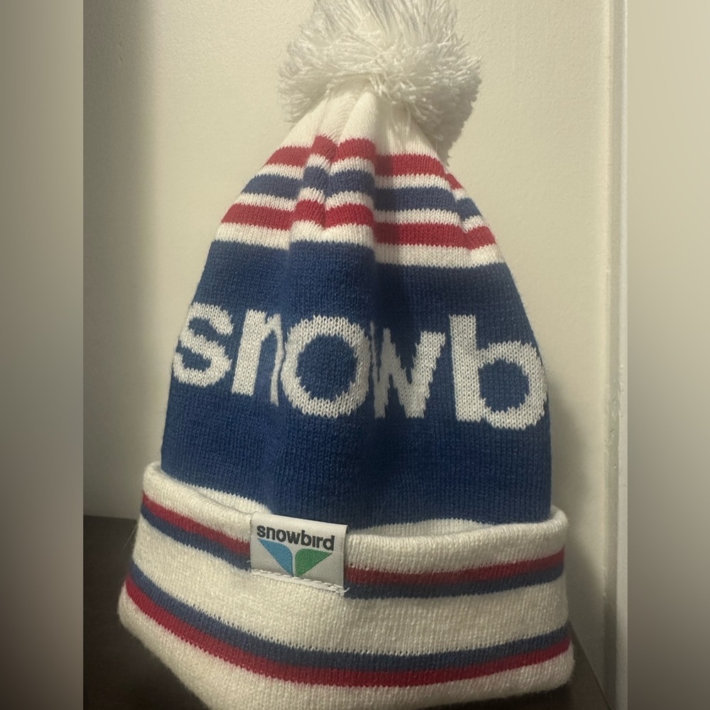 Snowbird Ski Resort Striped Pom Beanie